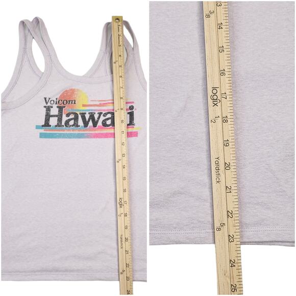 Volcom Tank Top Womens Medium Lilac Lavendar Purple Neon Rainbow Strappy Hawaii - Picture 6 of 10